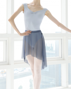 Shine Mesh Long Skirt [Blue Gray]