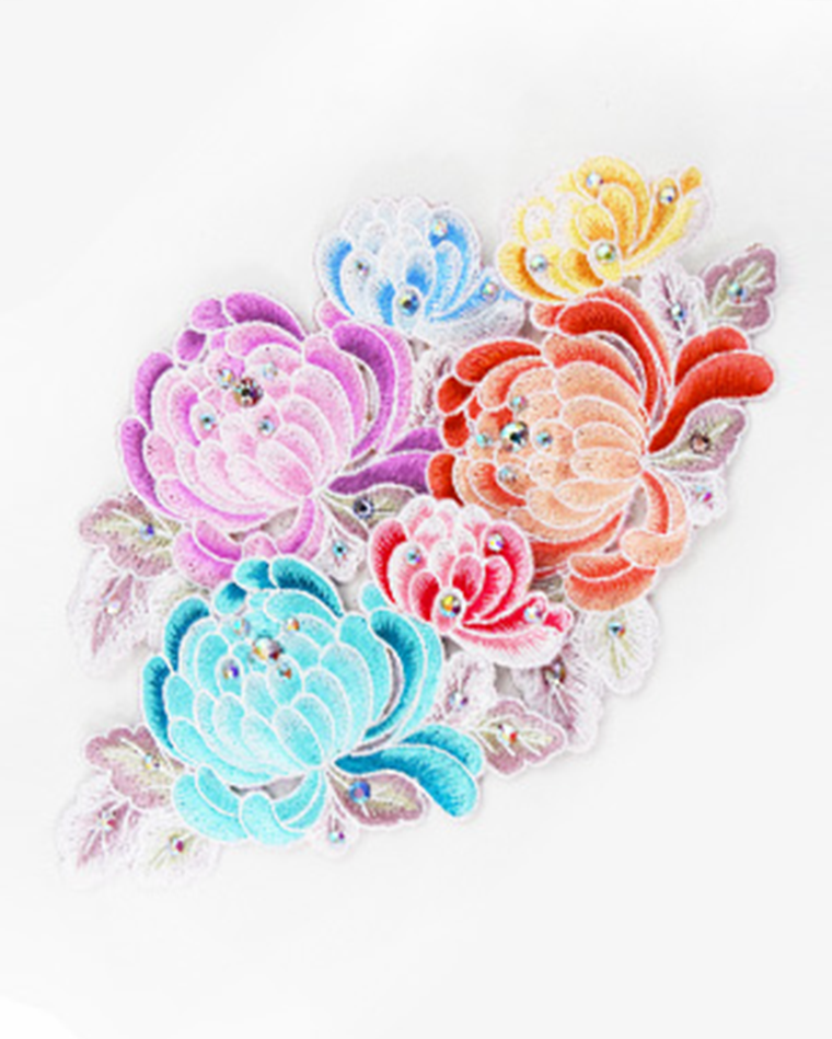 King Chrysanthemum Flower Embroidery Patch (3 colors) Korea