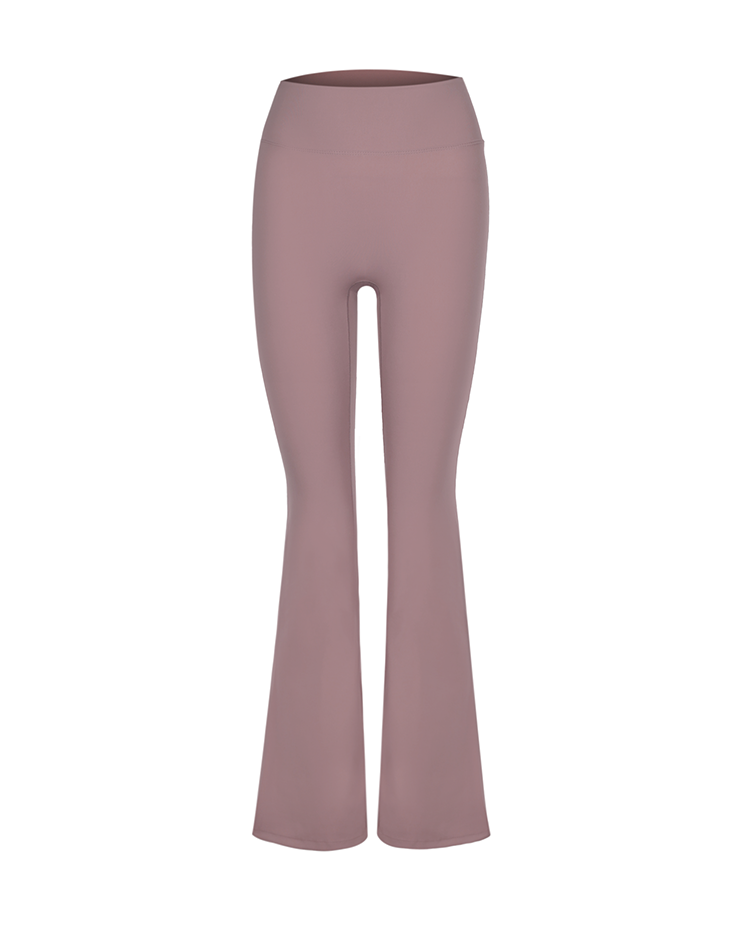 High-waist semi Boot cut Pants [Mauve Pink]