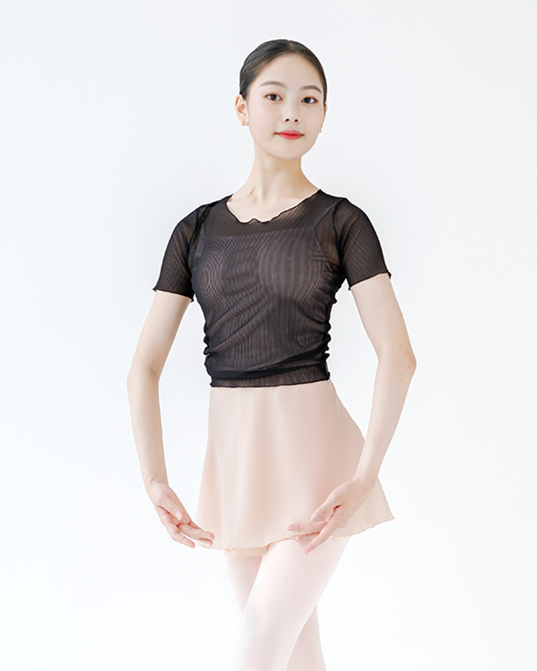 line mesh top [Black]