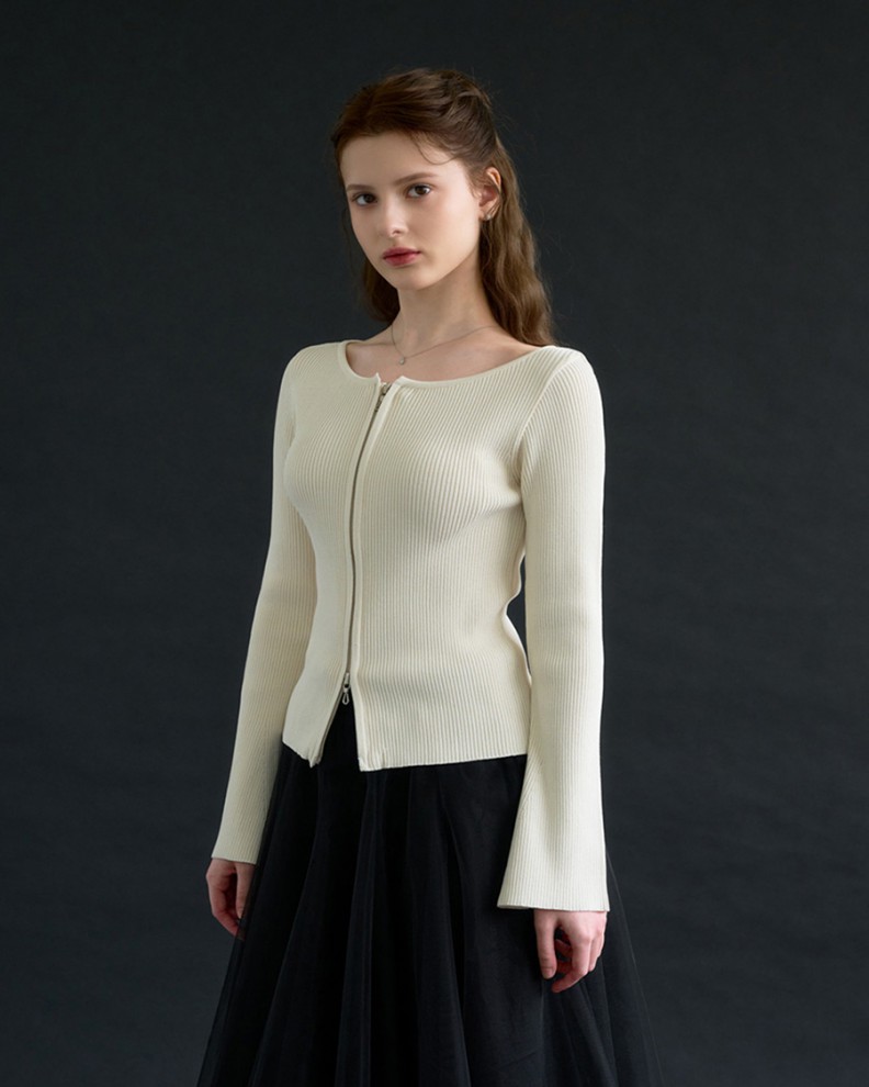 Bella knit zip-up [Ivory]