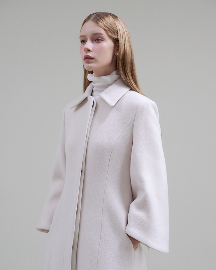 Grace wool flare long coat [Soft ivory]