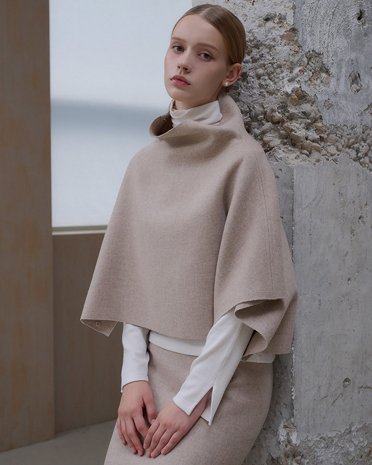 Mela wool cape [Melange beige] Korea