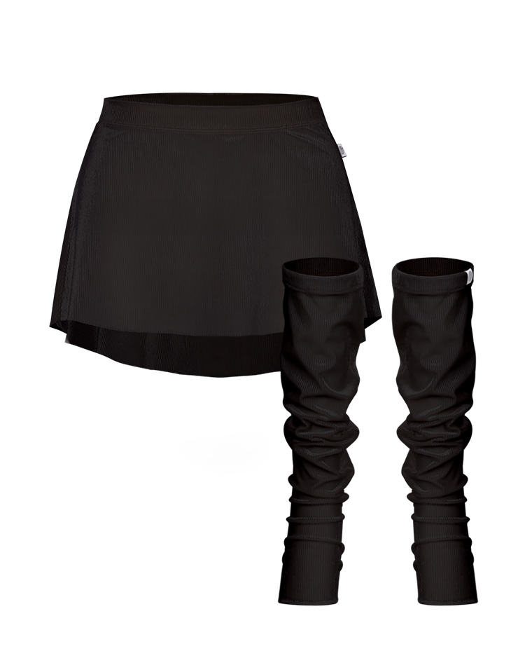 Degas Slim Pull-on Skirt & Leg Warmer SET UP [Black] Korea