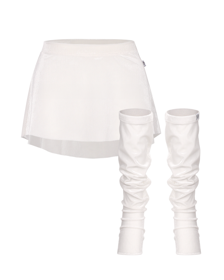 Degas Slim Pull-on Skirt & Leg Warmer SET UP [Off-white] Korea